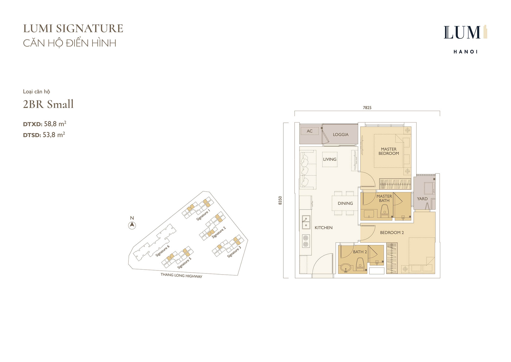 Mặt bằng căn 2 phòng ngủ