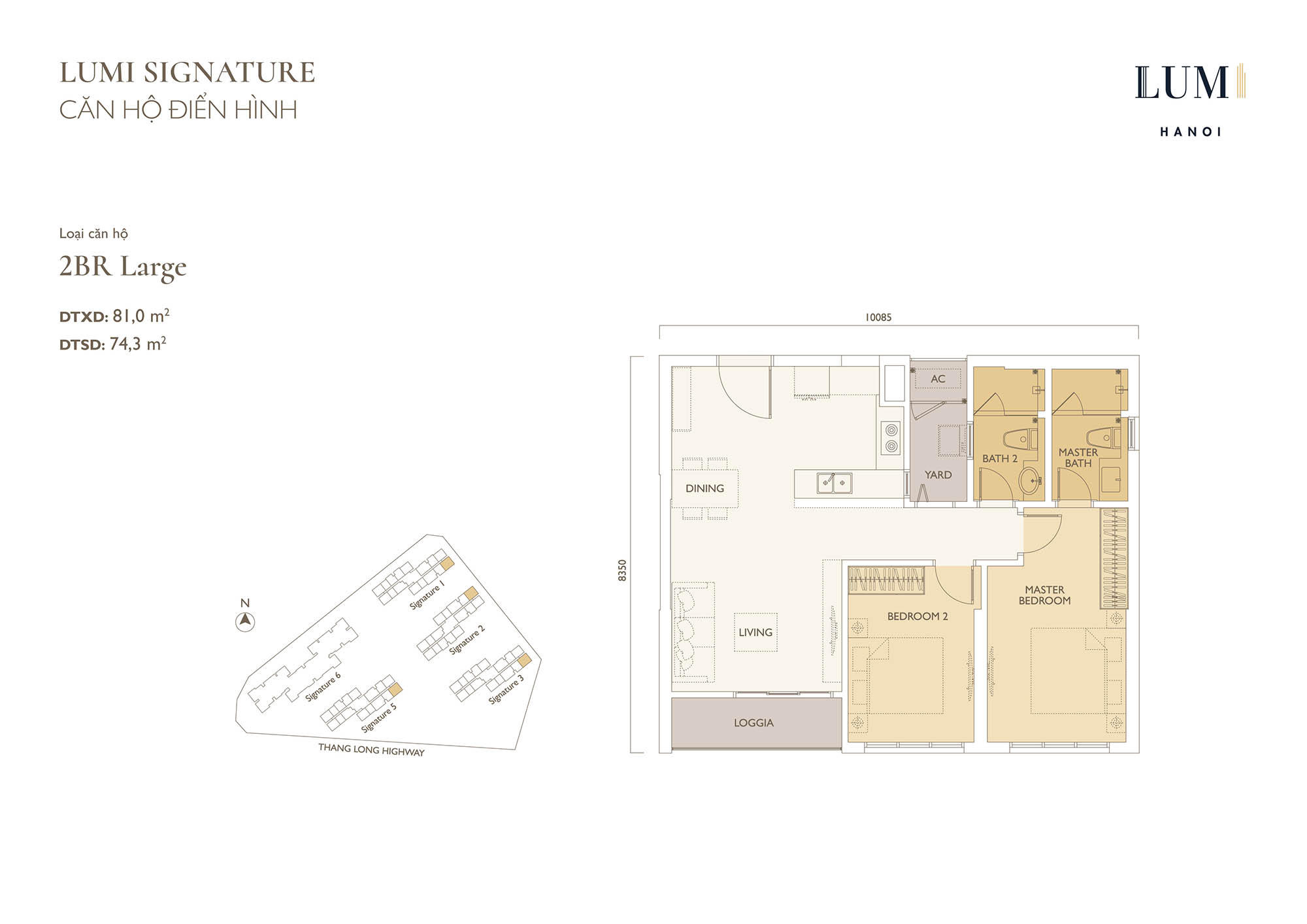 Mặt bằng căn 2 phòng ngủ lớn