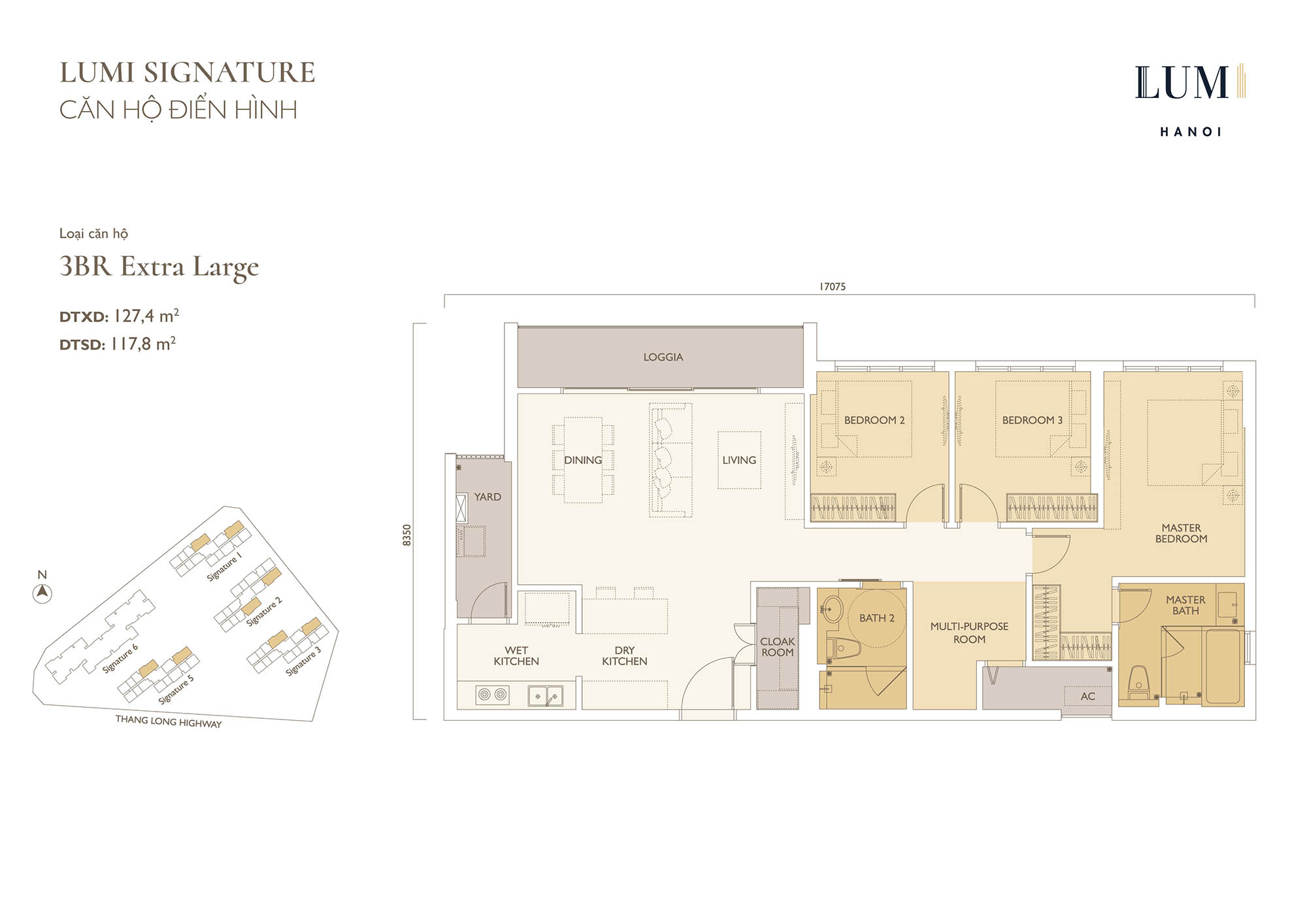 Mặt bằng căn 3 phòng ngủ lớn